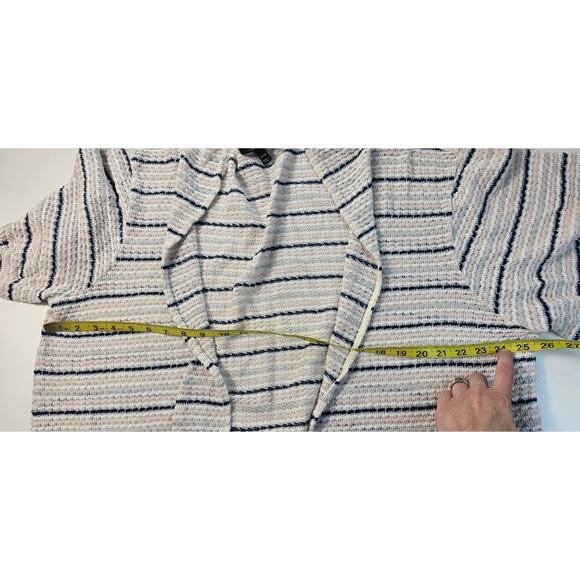 Lane bryant 26 / 28 open knit striped shawl open cardigan office teacher sweater - Picture 7 of 8